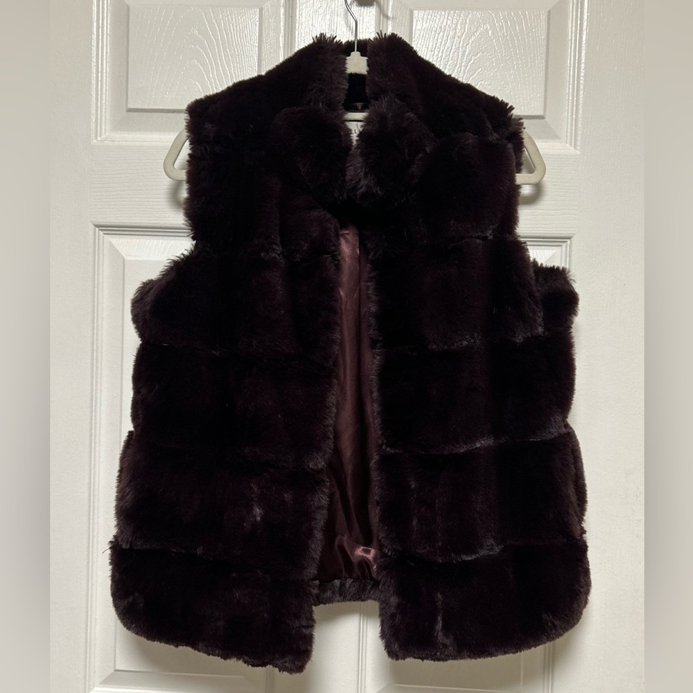 Milly Faux Fur Shearling Vest Purple Size Small
